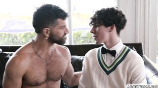 Handsome tattoed guy Adam Ramzi rimjob twink Cristiano