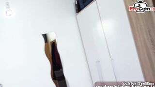 German petite schoolgirl 18 yo fucks with a bodybuilder