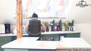 German grandma got rough plowed inside kitchen from step son
