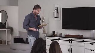 Ryan Mclane has been brought inside to tutor Scarlett Alexis and Sera Ryder. The girls aren't interested inside learning, as evidenced by the way they talk kinky between themselves and cuddle ever closer as their mutual passion ignites. Ryan does his best
