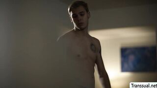 Tgirl stepmom comforts problimatic stepson