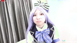 Reika Asakura inside costume today spreading her twat open for us