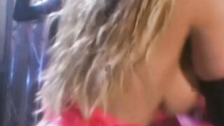Busty blond lesbian spreads her legs for didlo and fingers