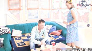 German cleaning Lady MILF seduces bro for missionary