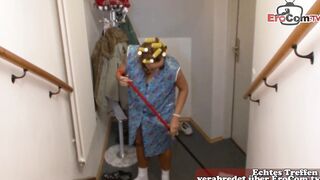 German cleaning Lady MILF seduces bro for missionary