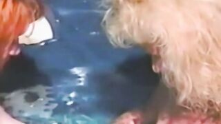 Vintage dykes have fun in jacuzzi before tongue fucking