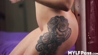 Inked Ava Austen rides dick reverse cowgirl after blowjob