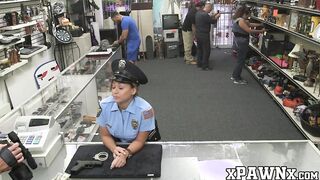 Slutty policewoman fucks with pawnbroker for extra money