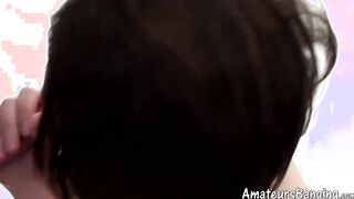 Cute young amateur sucks cock before being anally screwed