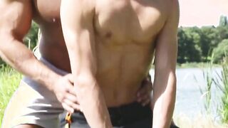 outdoor workout turned threesome