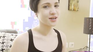 Cadey Mercury decides to work out with her stepbrother Brad Knight simply because she knows