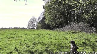 Masked whore ride big penis into nature