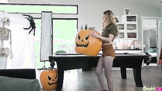 Molly Little and Mia Kay are having a blast decorating for Halloween. When Nathan Bronson, Molly's stepbrother, comes inside and
