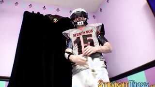 Straight jock masturbates solo after football practice