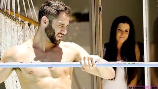 Adria Rae and her step milf India Summer both have the hots for Damon Dice, the pool boy. When they