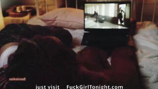 Amateur couple simultaneous orgasm while watching movie