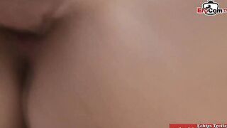 Slender dark haired twat with mouth with tiny hooters into an anal