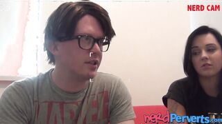 Inked English slut sucks fake producers cock with power