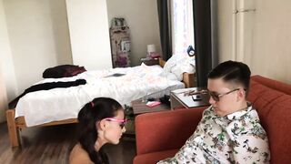 a hot nymphomaniac girl invited a classmate to visit and fucked him at residence - se