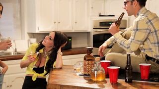 hot deepthroating threesome