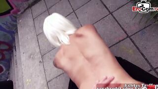Skinny German blonde Milf pick up online for outside sex