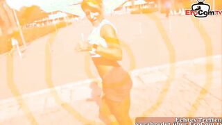 German blonde tattoo fitness skank picked up on street