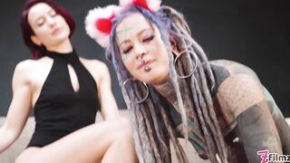 Dominatrix Miss Flora controls tattooed Anuskatzz