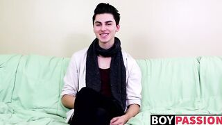 Horny twink Alex Ria stuffs a huge dildo up his tight ass