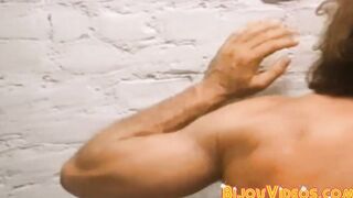 Muscular stud gets his cock and nipples sucked on by cutie