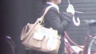 Sexy Japanese chicks peeing one by one in a public bathroom
