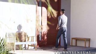 Beautiful trans Chanel Santini rides cock on the first date