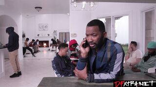 Harley King blowbanged by 20 black dudes!
