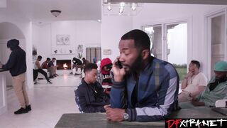 Harley King blowbanged by 20 black dudes!