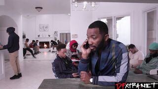 Harley King blowbanged by 20 black dudes!
