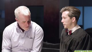 Gay teacher and student fuck sesh in bed