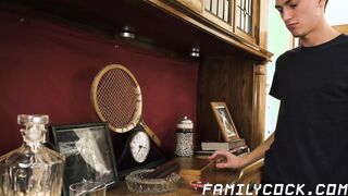 Skinny youngster cums while barebacked by stepdaddy