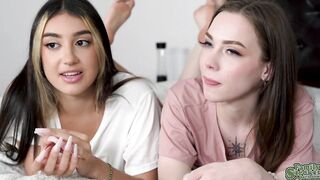 Peter's huge cock fucked Violet and Venus' teen muff