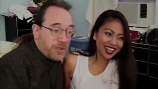 Asian cutie in retro video sucks before getting rammed