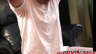 Mature guy flaps his little cock around and jerks off