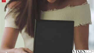 VIXEN Shy dark haired Stefany loses all control with Alberto.