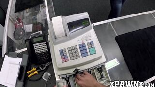 Attractive lady makes a sweet deal fucking the pawnbroker