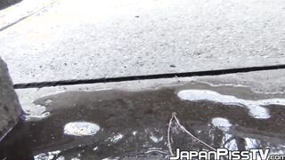 Japanese babes filmed peeing all around town
