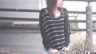 Japanese babes filmed peeing all around town