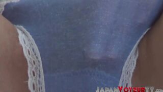 Cute Japanese babe filmed playing with secret camera