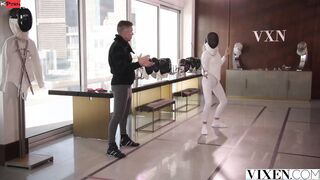 VIXEN Rivals Avery & Naomi team up to seduce fencing coach.