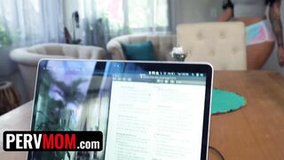 Tattooed Curvy Step Mom Caught Stepson Masturbating And Gives Him A Helping Hand - se