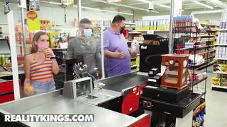 Reality Kings - JMac Fucks Petite Kimmy Kimm Behind The Supermarket Counter As She Ke