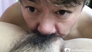 Bushy oriental Moans while I Destroy her Slit