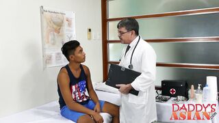 Handsome Asian twink gets his ass barebacked by horny doctor