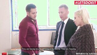 Two Cocks porn video – PORNOACADEMIE - Blonde Student Barbie Sins Needs two Cocks To Warm Her Up - LETSDOEIT